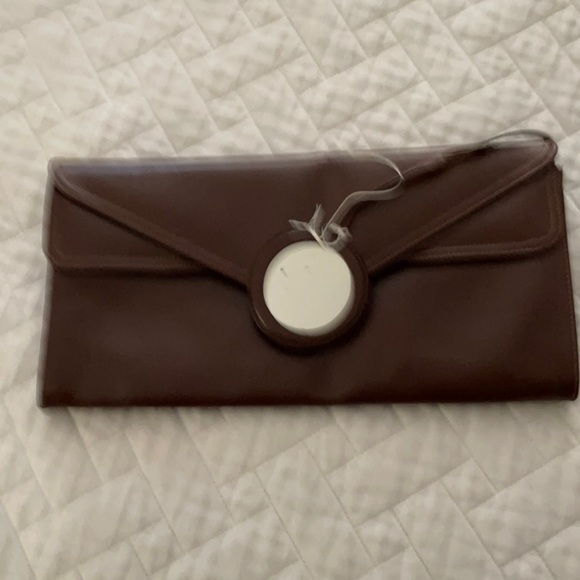 Retro brown leather clutch made in Brazil beautiful - Picture 2 of 3